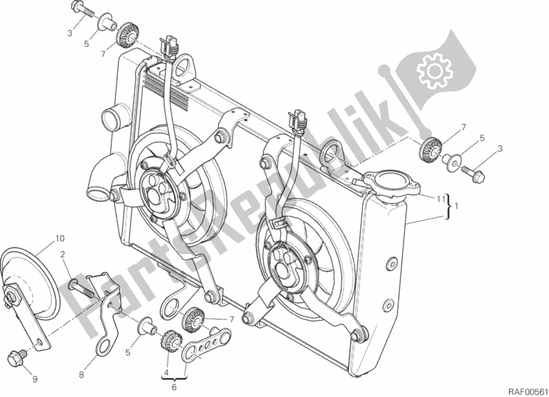 All parts for the Water Cooler of the Ducati Multistrada 1200 Enduro Thailand 2017